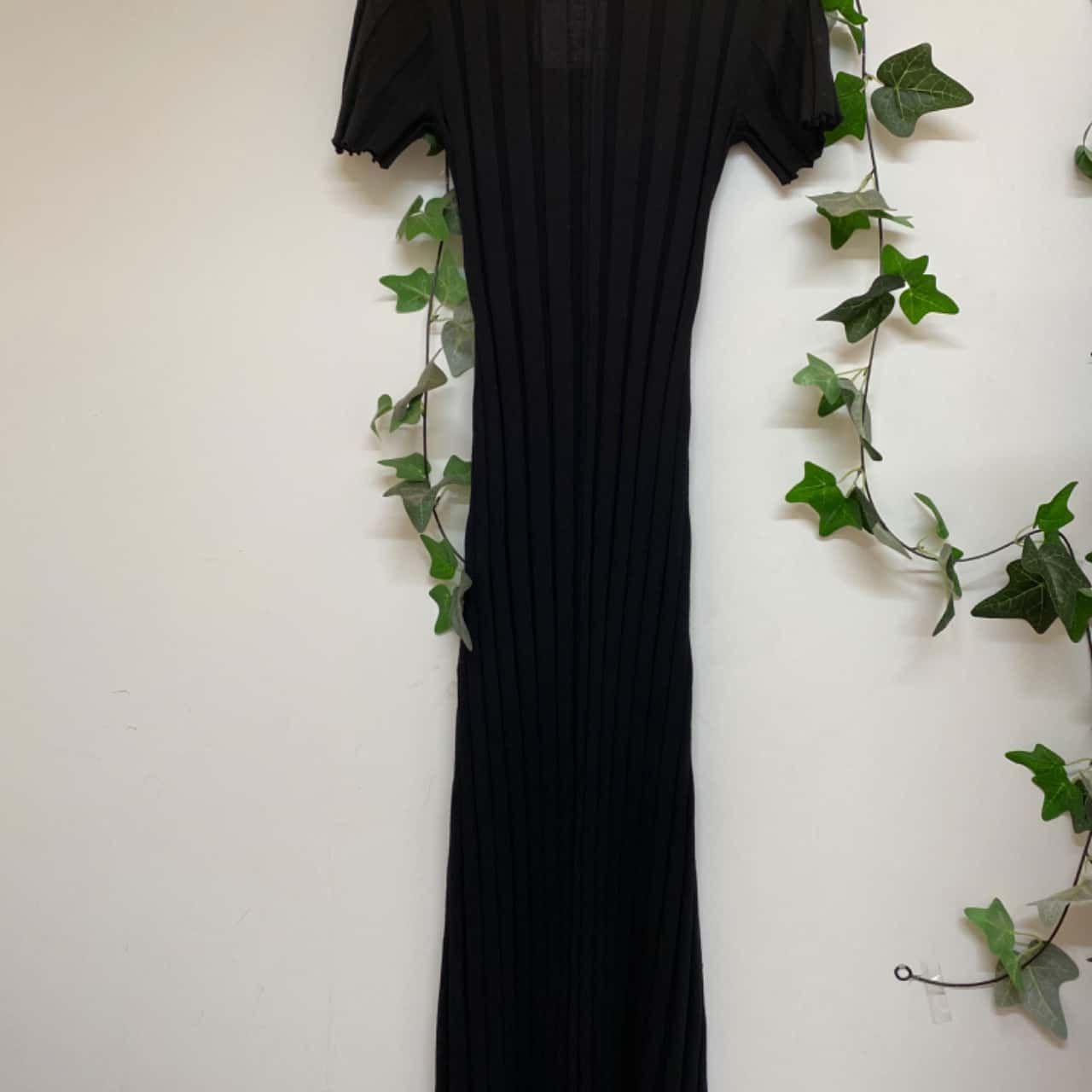 fitted lace wedding dress SYLVIA BLACK KNIT MIDI DRESS  DISSH