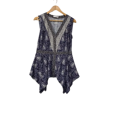 Altuzurra Womens  Size 10 Sleeveless Top Blue / Pattern / White 