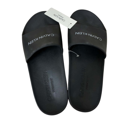 Calvin Klein Mens Pool Logo Slides in Black  