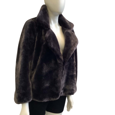 Zara Trafaluc Womens  AUS Size L Faux Fur Winter Jacket Dark Brown 