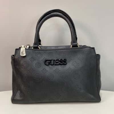 Guess Embossed Womens Handbag Black  