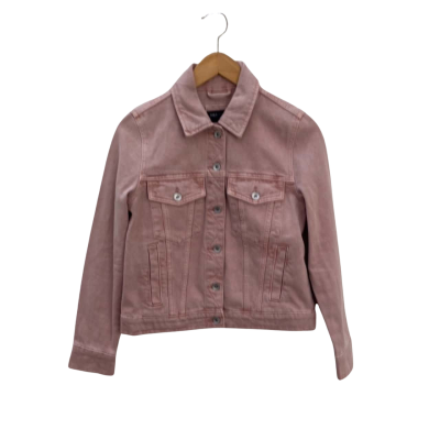 M&S Womens  Size 8 Denim Jacket Pink  