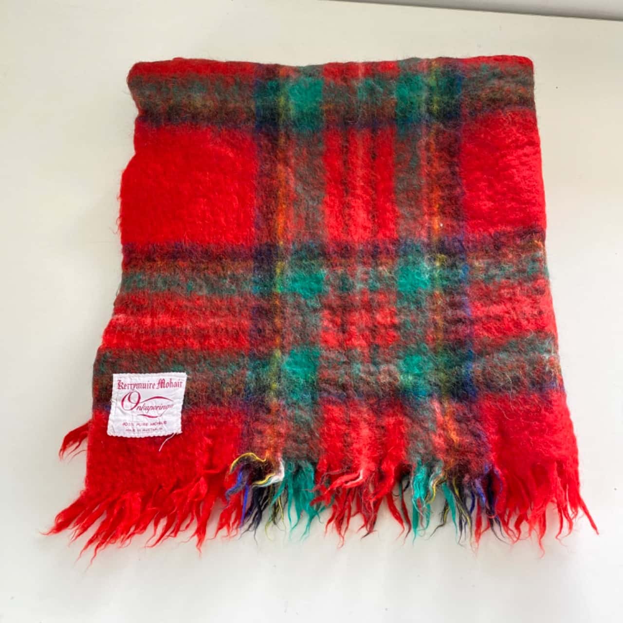Onkaparinga Red Checked 100 Pure Mohair Blanket