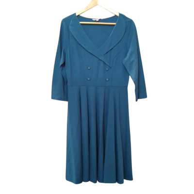 Review Women's Size 14 Blue Midi Dress 
