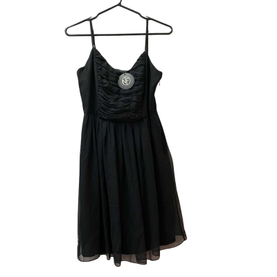Nicola Finetti Womens  Size 10 Shoestring Strap Dress Black  
