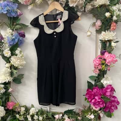 Lipsylondon Size 8 Playsuit Black  with pearls