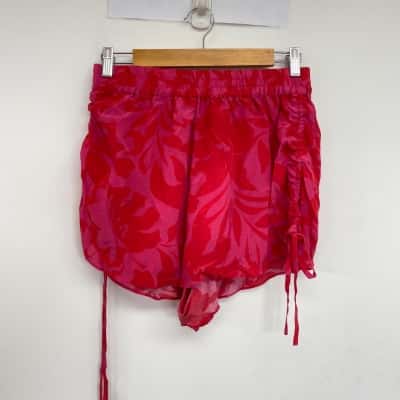 Shona Joy Azalea Pink Roma Red Portea Silk Side Ruched Shorts  Size 10 