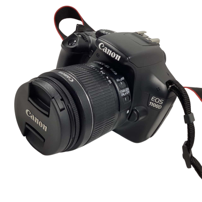 Canon EOS 1100D DSLR camera with an 18-55mm len