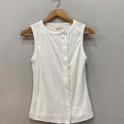 Billy J  Womens  Size M Ribbed Stretch Singlet Top White 