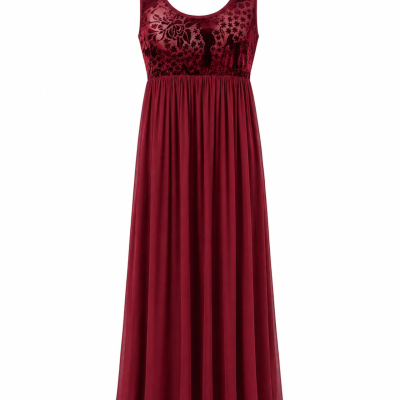 Caroline Morgan Burgundy Velvet Floral Maxi Dress Size 10
