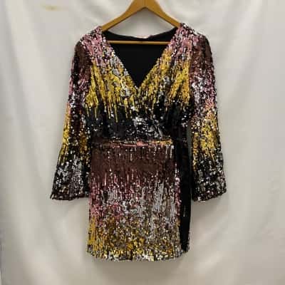 Miss Selfridge Women's SEQUIN DRESS Size US 8 Multicoloured 
