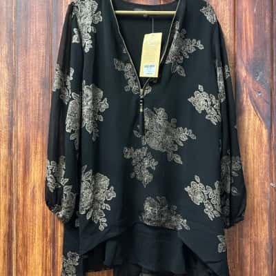 Liz Jordan  Size 14 Black  / Rose Gold top new 