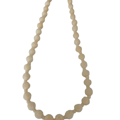  Womens Rose Bead Necklace Cream 44cm
