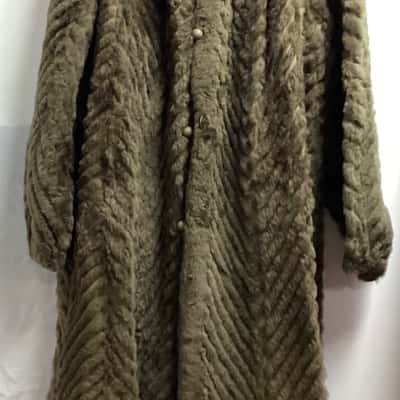  Women's Vintage Reversible Leather Coat - Olive 