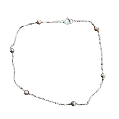  Womens Stirling silver link & ball Anklet. 24cm
