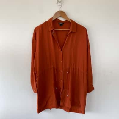 Monki Burnt Orange Long Sleeve Shirt Size S 