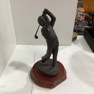 “Amdahl 1995” Vintage Bronzestone Genesis Fine Arts Golf Sculpture, Handmade in Mullingar Ireland