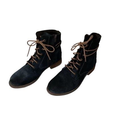 Josef Seibel Womens Size 37 Navy Blue Suede Leather Upper Lace-up Ankle Boots 