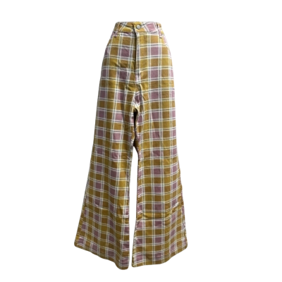 Ghanda Womens  Size 12 Wide Leg Jeans Gingham / Multicoloured 