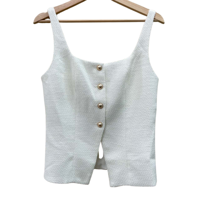 BNWT Style State Womens Size 10/M White Button Up Sleeveless Top  