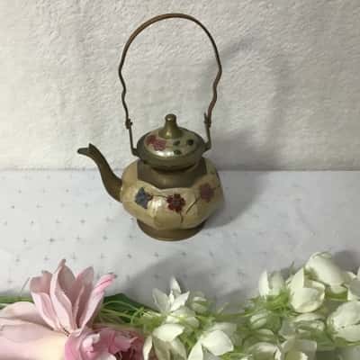 "Leura Blossom" Brassware Hand-painted Enamel / Solid Brass Teapot