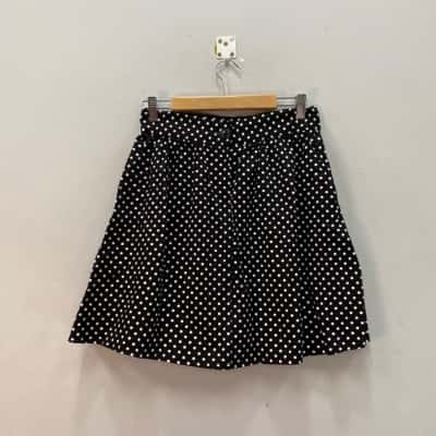 Princess Highway Womens  Size 10 Mini Skirt Black  / Polka Dot / White 