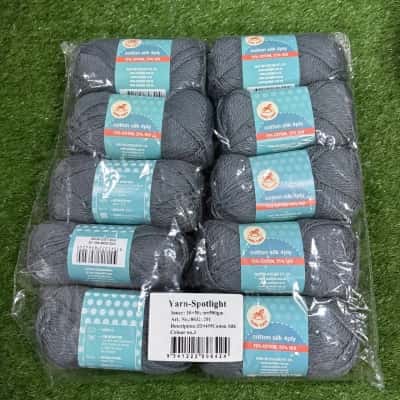 Bella Baby Grey Cotton/Silk 4 Ply Yarn Balls  x 10 