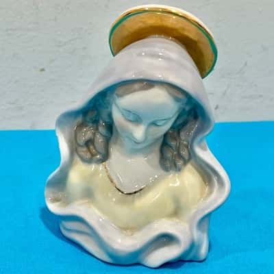 Vintage  Porcelain Bust Figurine Mother Mary 