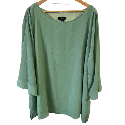 beme Womens Size 26 3/4 V Neck Foil Top Sage - Brand New With Tags!