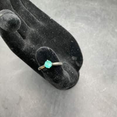  Womens Aqua Coloured Stone 925 Ring