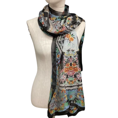 100% Silk Scarf Floral / Multicoloured 
