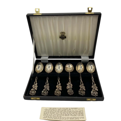 Hildesheim Rose Spoon set  - 6 spoon box set - .835 Silver