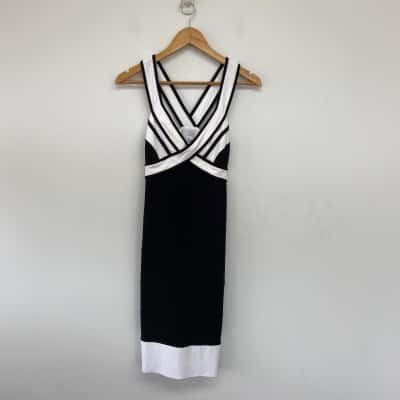Joseph Ribkoff Black White Sleeveless Mini Dress  Size 8 