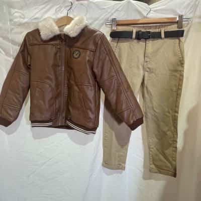 Ollies Place Kids Jacket and Pants Set Size 4 Beige / Brown 