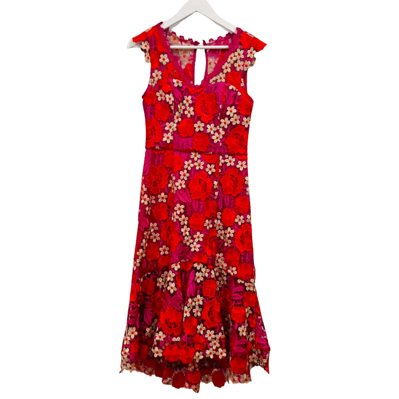Review Pink/Red Floral Lace Dress Size 8(s)