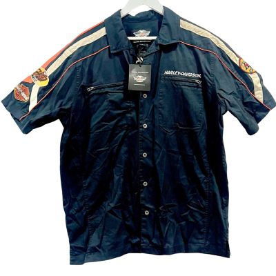 BNWT Harley Davidson Shirt Size XL Black Canvas Workwear Patch Biker Button Up