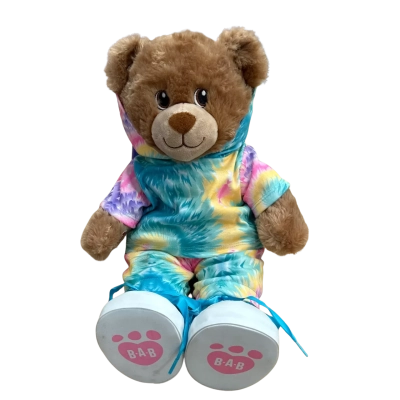 Build A Bear Tan Bear  Tie Die Rainbow Athleisure Outfit 