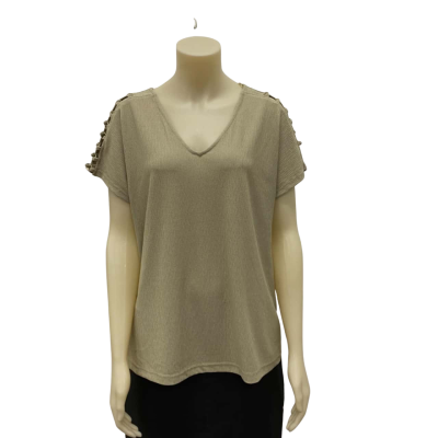 Rockmans Womens  Size L Short Sleeve Top Olive 