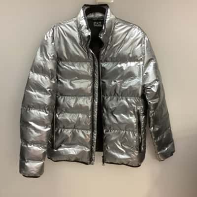 Emporio Armani EA7 Mens Puffer Jacket  Size M Silver 