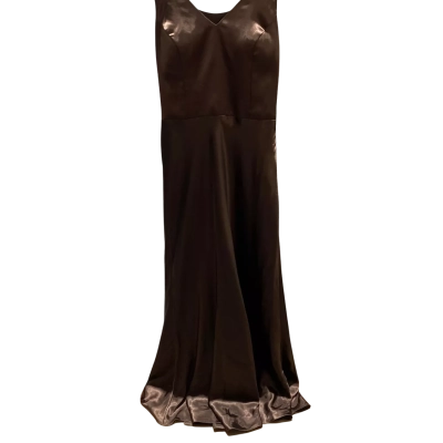 Bari Jay Womens  Size 10 Formal Dress Brown Maxi Elegant Satin With Diamonte Embelishments RRP $300