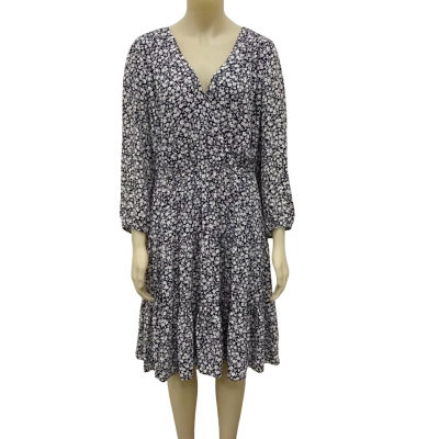 Review Womens  Size 18 Midi Dress Navy Blue / Off White 