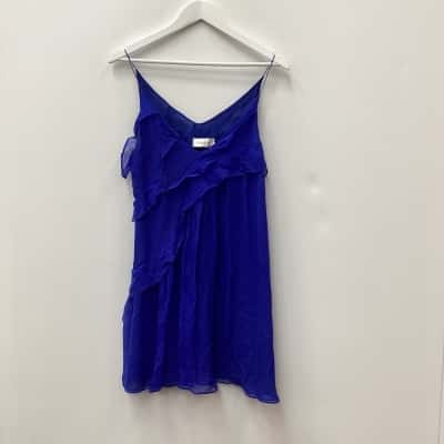 Zimmermann Shoestring Ruffle Silk Dress Blue Size 1