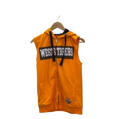 NRL Kids  Size 14 Sleeveless Hoodie Orange Balmain Wests Tigers