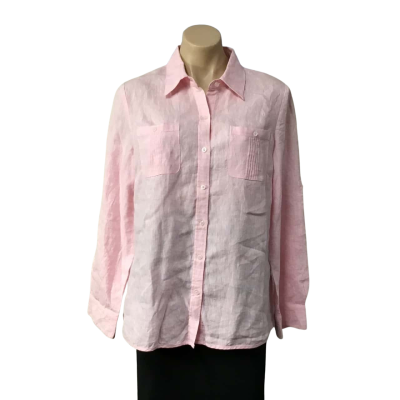 Trent Resort Womens Size 12 Pale Pink Long Sleeve Button up Shirt 