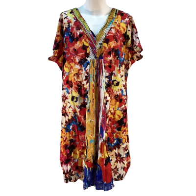Orientique Womens Size 20 Midi Dress Multicoloured 