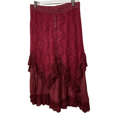  Destiny  Size One Size Ruffled Hemline Skirt Maroon 