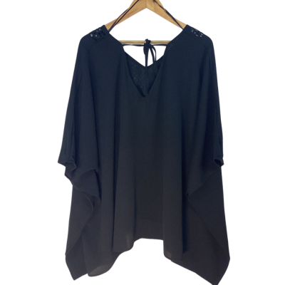 Autograph - Black V-Neck Cape Sleeve Top (Size 20)