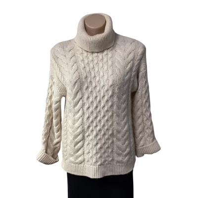 Forever New Womens Size xxs Cream Cable Pattern Knitted Roll Neck Jumper 