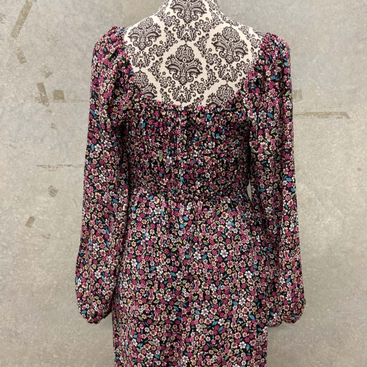 Sportsgirl Womens Size 12 Floral Dress / Long Sleeve / Maxi Dress Black