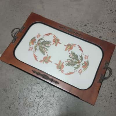 Vintage Embroidered Serving Tray